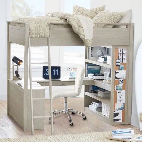 Top 20 Loft Beds With Built-in Desks: Maximize Space and Functionality in Your Kid's Bedroom - Living in a shoebox Loft Beds For Teens, A Loft Bed, Kids Loft, Bed With Desk, Sleep Study, Low Loft Beds, Loft Beds, Bed Desk, Built In Desk