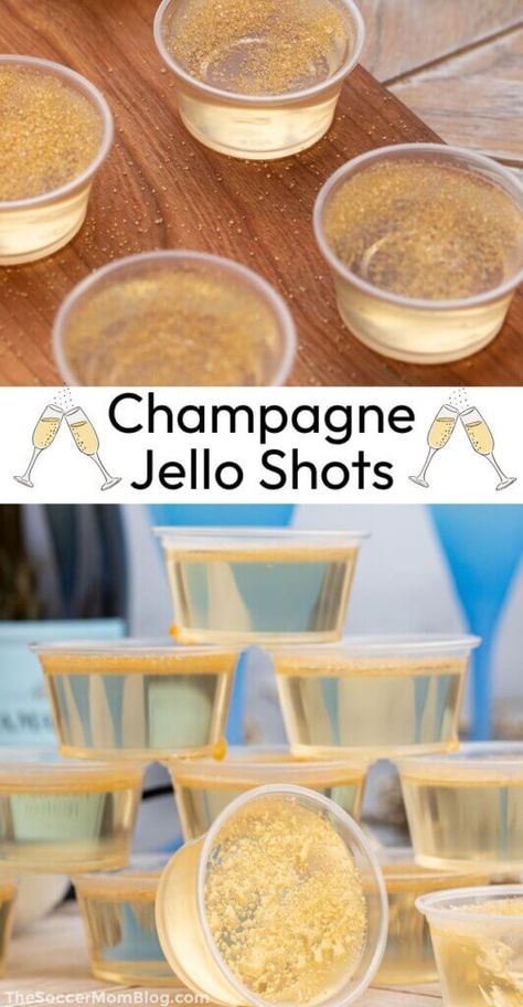 Bachelorette Party Jello Shots, Fancy Jello Shots, Nye Snacks, Fancy Jello, Specialty Shots, Champagne Jello Shots Recipe, Easy Shot Recipes, Easy Jello Shots, Margarita Jello Shots