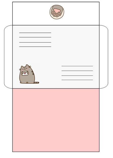 Kawaii Envelopes, Envelope Design Template, Envelope Template Printable, Writing Paper Printable, Hello Kitty Crafts, Paper Toys Template, Cute Envelopes, Memo Paper, Printable Envelope