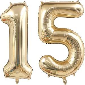 40 Inch Light Gold 15 Number Balloons White Gold Giant 15 Foil Mylar Helium Large Digital Balloon Champagne Gold Birthday Numbers Jumbo Balloons 15th or 51st Anniversary Party Decorations Supplies 51st Anniversary, 15 Number, Balloons White, Champagne Birthday, Jumbo Balloons, Anniversary Party Decorations, Birthday Inspiration, Anniversary Decorations, Birthday Numbers