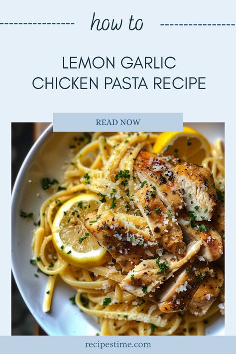 Looking for a mouthwatering dinner? This Lemon Garlic Chicken Pasta is oh-so-easy to make and bursting with flavor! Perfectly cooked pasta coated in zesty lemon and mashed garlic, paired with tender chicken. It's a delicious weeknight meal that your family will love. Don’t miss out on trying this quick recipe that's sure to impress guests or satisfy a hunger craving after a long day. Discover the right balance of zest and garlic for a delightful dining experience at home! Garlic Pasta With Chicken, Lemon Garlic Chicken Pasta, Creamy Lemon Garlic Chicken, Healthy Seafood Dishes, Garlic Chicken Pasta, Chicken Pie Recipe, Lemon Chicken Pasta, Lemon Garlic Pasta, Orzo Salad Recipes