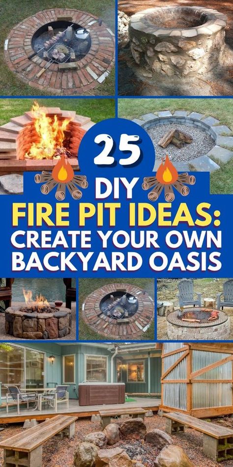 Create a warm gathering spot with these DIY fire pit ideas. Diy Fire Pit And Seating Area, Recycled Fire Pit, Do It Yourself Fire Pit, Camp Fire Pit Ideas, Diy Fire Pit Smokeless, Firepits Backyard Ideas Landscapes, Easy Diy Fire Pit Ideas Cheap, Gazebo Fire Pit Ideas, Smokeless Fire Pit Ideas Backyard