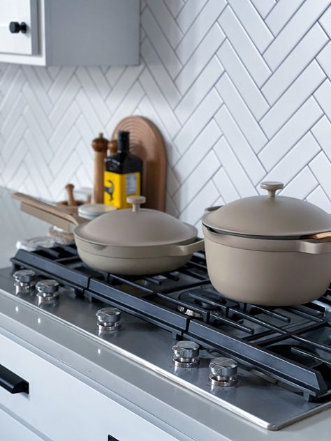 Neutral Kitchen - Neutral Cookware Luxury Pots And Pans, Farmhouse Pots And Pans, Pan Sets Cooking, Nice Pots And Pans, Pot Sets Cooking, Neutral Pots And Pans, Kitchen Cookware Set, White Pots And Pans Set, Our Place Pots And Pans