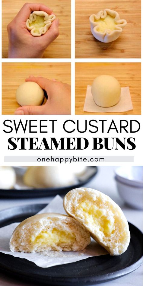 Japanese Custard Bun, Afternoon Tea Food Ideas Savoury, Steamed Bao Buns Recipe, Pork Asian Recipes, Steamed Bun Dough Recipe, Recipes With Cucumber, Steamed Custard Buns, Steamed Custard, Cantonese Recipes