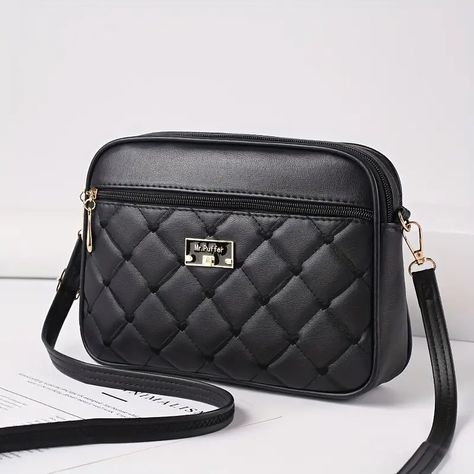 Fashion Quilted Crossbody Bag Solid Color Shoulder Bag - Temu Canada Square Handbag, Cheap Crossbody Bags, Small Messenger Bag, Quilted Crossbody Bag, Mobile Phone Bag, Bag Packaging, Leather Messenger Bag, Types Of Bag, Womens Crossbody Bag