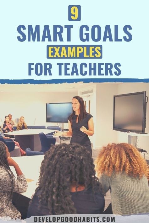 9 SMART Goals Examples for Teachers in 2021 Professional Growth Plan, Professional Development Goals, Childcare Teacher, Smart Goals Examples, Goals Examples, Classroom Goals, Teacher Evaluation, Prek Teacher, Goal Examples