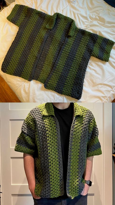 Male Sweater Crochet, Crochet Sweater Men Aesthetic, Male Crochet Sweater Pattern, Crochet Male Shirt, Crochet Man Gift, Crochet Sweater Mens Free Pattern, Crochet Ideas For Men Dads, Crochet Gift For Man, Crochet Gifts For Men Dads