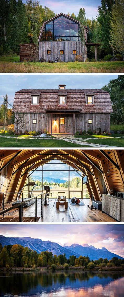 The Barn by Carney Logan Burke Architects in Wilson, Wyoming Wilson Wyoming, Barn House Decor, Gambrel Barn, Gambrel Roof, Barn Renovation, Wooden Cottage, Cottage Exterior, Cottage In The Woods, Pole Barn Homes