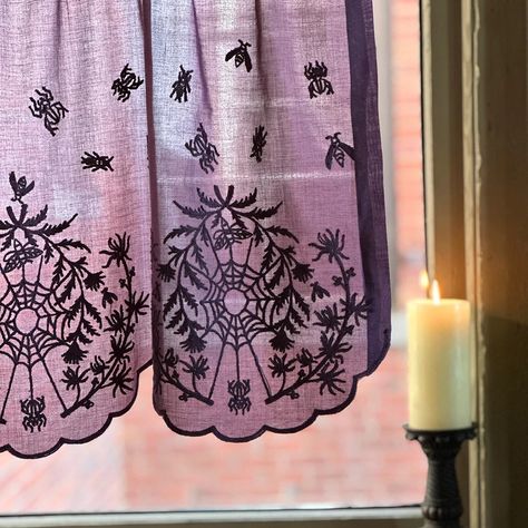 Gothic Bedding and Home Decor - Dark Glamor by Sin in Linen Folky Home Decor, Whismgothic Room Decor, Goth Vintage Decor, Whimsical Goth Kitchen, Purple Goth Decor, Soft Goth Decor, Whimsigoth Curtains, Whimsical Goth Decor, Whimsy Goth Kitchen