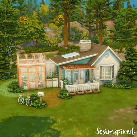 Sims 4 Cottage, Lotes The Sims 4, Cottage Tiny House, Small Cottage Homes, Sims 4 House Building, Sims 4 House Plans, Sims 4 House Design, Casas The Sims 4, Sims Building