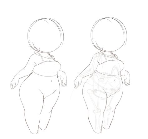 Drawing Larger Body Types, Plus Size Body Base Drawing, Curvy Chibi Base, Female Pose Reference Plus Size, Curvy Girl Drawing Reference, Drawing Plus Size Bodies, Chubby Pose Reference Drawing, Cubby Body Reference, Chubby Base Drawing