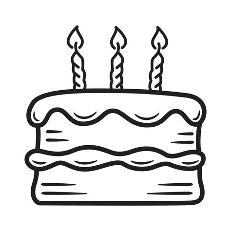 Birthday Cake Outline Drawing, Cake Pictures Drawing, Cake Outline Drawing, Cake Doodle Drawing, Simple Cake Drawing, Cake Clipart Black And White, Birthday Cake Drawing Simple, Birthday Cake Doodle, Dangle Doodles