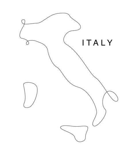 Italy Symbols Drawing, Italy Line Drawing, Italy Line Art, Italy Map Tattoo, Italy Map Illustration, Italy Symbols, Italy Icons, Italy Outline, Single Illustration