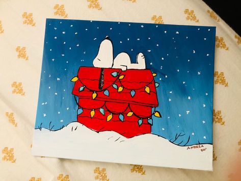 Simple Paintings For Christmas, Paintings For Christmas Gifts, Christmas Painting Canvas Ideas, Painting Ideas On Canvas Christmas Easy, Small Christmas Canvas Paintings Easy, Christmas Snoopy Painting, Christmas Canvas Paintings Easy Diy, Disney Christmas Paintings, Christmas Simple Paintings