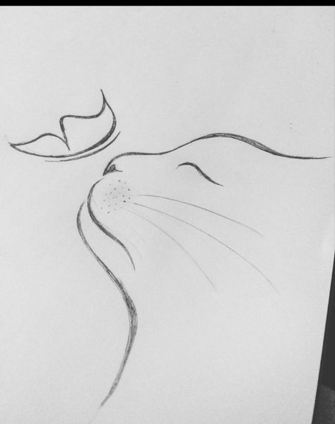 Cute Cat Sketch Easy, Easy Cat Drawing Simple, Sketches Ideas Easy, Cat Sketch Easy, Things To Draw Aesthetic, Cute Drawings Sketches, Ideas De Desenhos, Cute And Easy Drawings, Cute Simple Drawings