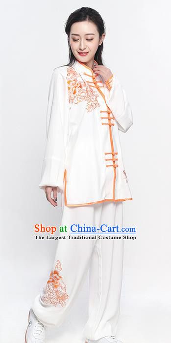 Chinese Traditional Tang Suit Orange Embroidered Clothing Martial Arts Tai Chi Competition Costume for Women Tai Chi Clothing, Chinese Clothes, Competition Costumes, Tang Suit, Costume For Women, Chinese Clothing, Embroidered Clothes, Chinese Traditional, Tai Chi