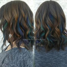 Peacock underlights! Underlights Hair, Peekaboo Hair, Hair Dye Colors, Dye My Hair, Hair Envy, Ombre Hair, Blue Hair, Hair Today, Hair Highlights