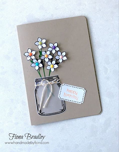 Happy Birthday - Jar of Love - Brights enamels - Stampin' Up! - Fiona Bradley Kraf Kertas, Mason Jar Cards, Creative Birthday Cards, Anniversaire Diy, Birthday Card Sayings, Desain Quilling, Birthday Card Drawing, Homemade Birthday, Birthday Card Craft