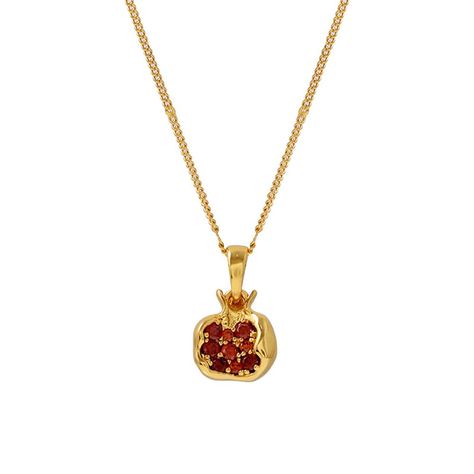 PRICES MAY VARY. Exquisite Design: This necklace features an exquisite red pomegranate pendant with premium cubic zirconia inlay, adding a touch of elegance to your style. Durable Materials: Crafted with high-quality stainless steel and plated with 18k gold, this necklace is not only beautiful but also built to last. Vibrant Red Color: The rich red color of the pomegranate pendant symbolizes love and passion, making it a meaningful and stylish accessory. Adjustable Length: The necklace comes wit Pomegranate Necklace, Pomegranate Earrings, Red Pomegranate, Necklace Brands, Red Gemstones, Exclusive Jewelry, Fashion Accessories Jewelry, Stainless Steel Necklace, Delicate Necklace