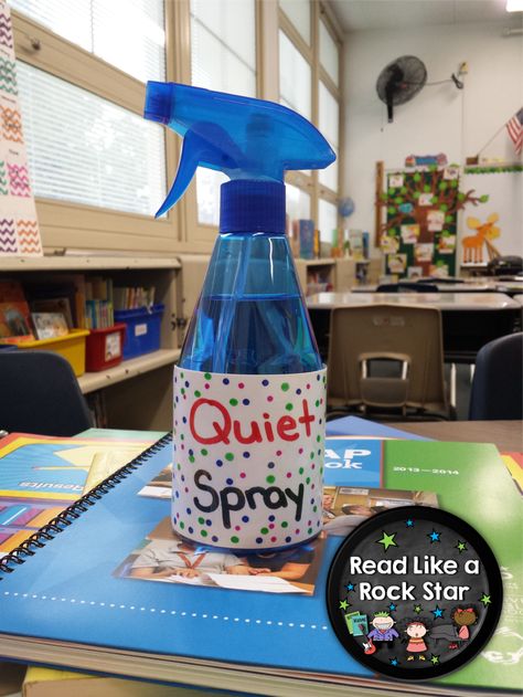 Read Like a Rock Star's Quiet Spray Bright Idea! Safe Place Conscious Discipline, Doctor Suess Classroom, Quiet Spray, Discipline Ideas, Cd Idea, Stars Classroom, Calm Classroom, Conscious Discipline, Classroom Strategies