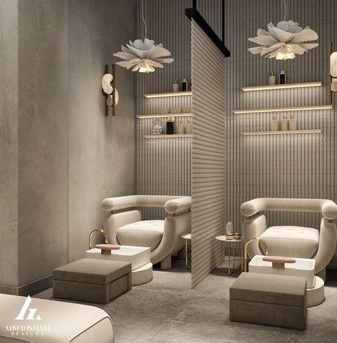 Luxury Beauty Salon, Nail Salon Interior Design, Nail Salon Interior, Esthetician Room Decor, Spa Interior Design, Spa Room Decor, Hair Salon Interior, Salon Suites Decor, Nail Salon Decor