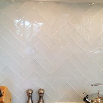 Glass Herringbone Tiles, Contemporary, kitchen, Milk and Honey Home Backsplash Herringbone, Contemporary Backsplash, White Glass Tile, Herringbone Tile Backsplash, Glass Backsplash Kitchen, Casa Loft, Herringbone Backsplash, Glass Tile Backsplash, Backsplash Designs