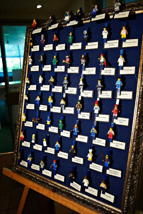 Lego Wedding Seating Chart, Lego Seating Chart, Board Game Wedding, Blue Orange Weddings, Fabric Chart, Abroad Wedding, Orange Weddings, Lego Wedding, Name Table