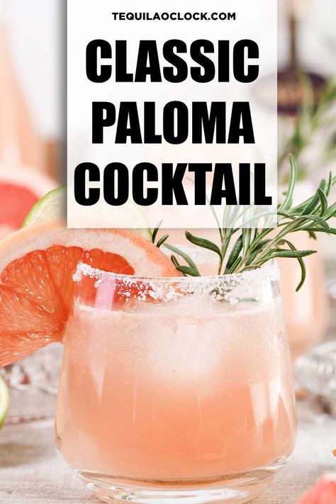 Classic Paloma Cocktail Recipe Paloma Punch Recipe, Paloma Signature Drink, Paloma Margarita Recipe, La Paloma Drink, Simple Paloma Recipe, Easy Drink Specials, Mexican Paloma Cocktail Tequila, Cava Drinks Recipe, Italian Paloma Cocktail