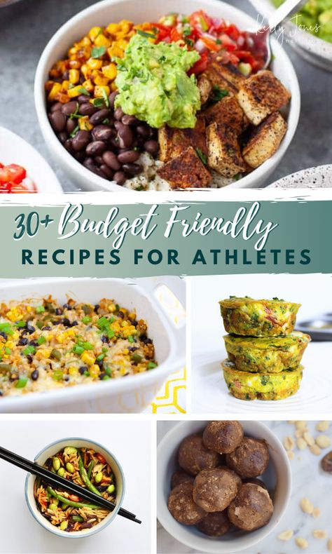 With intense training, comes high energy and nutrient needs and more groceries. This post covers over 30 budget friendly meals for athletes!  #budgetfriendlymeals #sportsnutrition #athletenutrition Meals For Athletes, Runners Meal Plan, Athlete Meal Plan, Recipes For Athletes, Athlete Food, Budget Friendly Meals, Athletes Diet, Kelly Jones, Runners Food