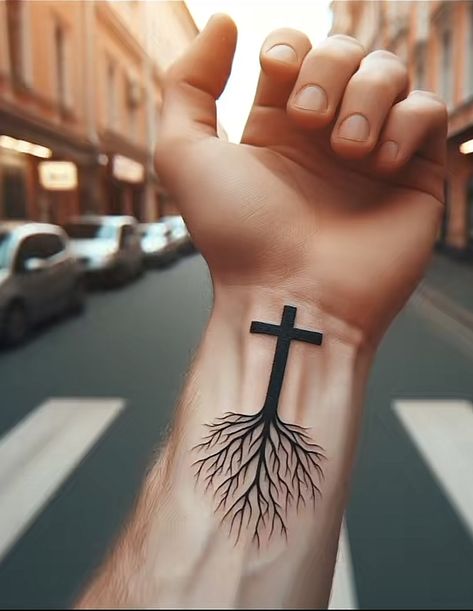 Pretty Hand Tattoos For Men, Mens Tatoos Hand, Calvary Tattoo Crosses, Tattoo Ideas For Men Cross Arm, Simple Bicep Tattoo Men, Easy Tats To Draw, Jesus Tattoos Men, Tattoos For Son For Men, Connect Tattoo Ideas