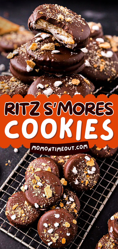 Your no-bake summer desserts must have these s'mores sandwich cookies! They're also the perfect 4th of July treat. Easy and delicious, everyone will love these Ritz S'mores Cookies! Save this no-bake cookie recipe! Ritz Cracker Dessert, Christmas Cookie Trays, Cookies No Bake, Cracker Dessert, Ritz Cracker Recipes, No Bake Summer Desserts, S Mores Cookies, Christmas Baking Cookies, Mom On Timeout