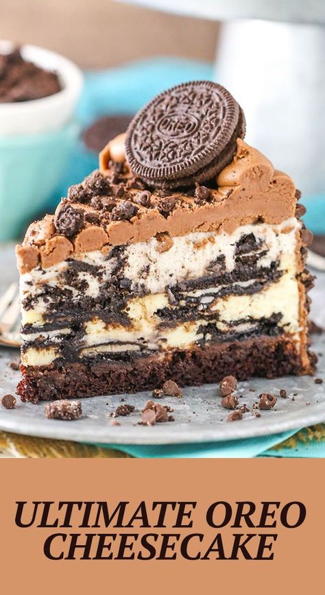 Halloween Oreo Cheesecake, Ultimate Oreo Cheesecake, Cheesecake Recipes With Chocolate, Different Cheesecakes, Best Oreo Cheesecake Recipe, Freeze Cheesecake, Oreo Brownie Cheesecake, Recipe Mac And Cheese, Recipes Cottage Cheese