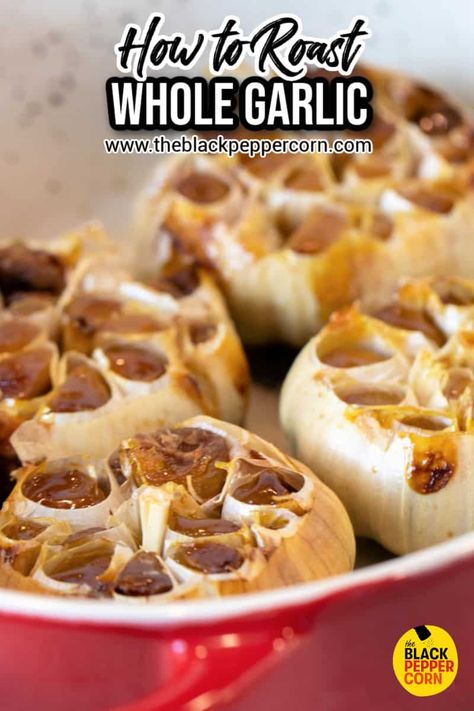 How to Roast Garlic in the Oven - Simple instructions for how to roast garlic in the oven. This roasted caramelised garlic can be used in many other recipes and dishes! How To Roast Garlic, Keto Condiments, Smoked Garlic, Roast Garlic, Spend With Pennies, How To Roast, Garlic Recipes, Veggie Dishes, Roasted Garlic