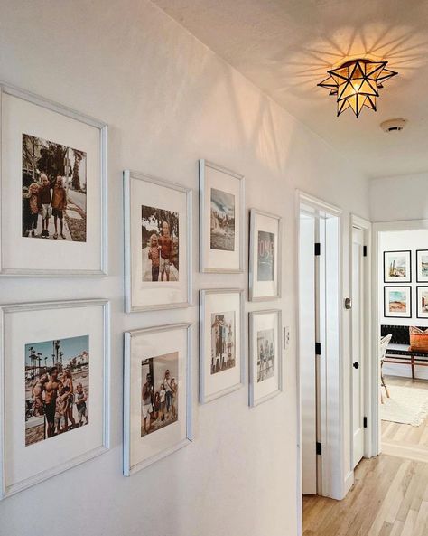 Shiplap Staircase, تحت الدرج, Hallway Pictures, Hallway Gallery Wall, Stair Paneling, Gallery Wall Layout, Narrow Hallway Decorating, Family Photo Wall, Staircase Wall