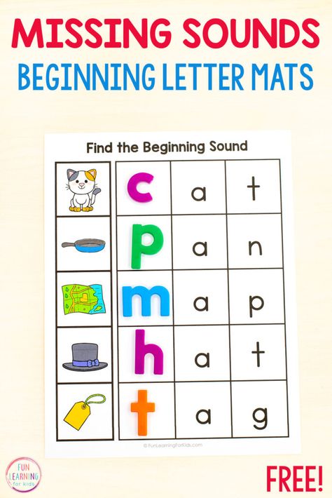 Cvc Beginning Sounds Worksheets Free, Cvc Words With Pictures Free Printable, Beginning Sounds Worksheets Free, Beginning Sound Activities, Phoneme Segmentation Activities, Word Work Worksheets, Cvc Word Work, Phonics Printables, Cvc Words Worksheets