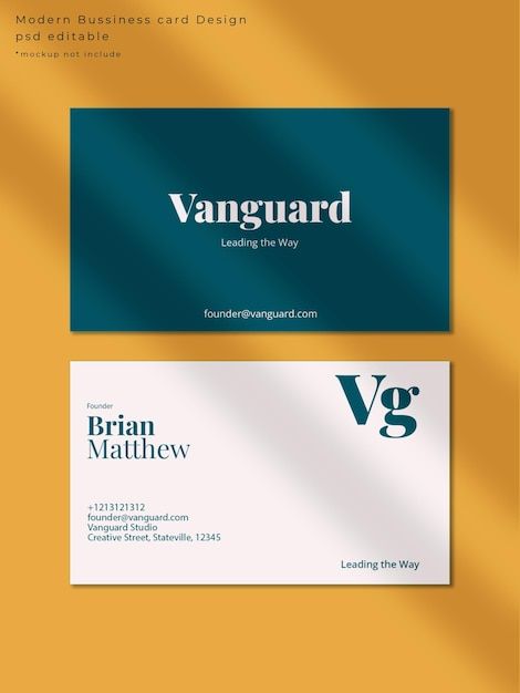 PSD a business card for the vg company f... | Premium Psd #Freepik #psd #corporate-identity #company-card #business-identity #business-stationery Business Card Corporate, Formal Business Card, Business Card Simple, Company Card, Company Business Cards, Double Sided Business Cards, Business Identity, Portfolio Inspiration, Corporate Business Card