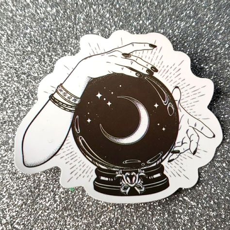 Sticker: Drawing Gothic Goth Witch Magic Ball 10/$10 Bundle To Save! Perfect For Decorating Your Electronics! Waterproof Stickers Meant To Go On Most Surfaces. I Included A Picture Of My Personal Waterbottle Which Has Been Dropped And Washed Daily For A Year To Show You How Long These Stickers Can Last! Pet & Smoke Free Home Bundle To Save On Shipping Or Make An Offer To Negotiate Or Just Buy It Because You Love It! Coven Party, Witch Crystal Ball, Magic Crystal Ball, Gothic Stickers, Witch Core, Magic Crystal, Witch Coven, Goth Witch, Magic Witch