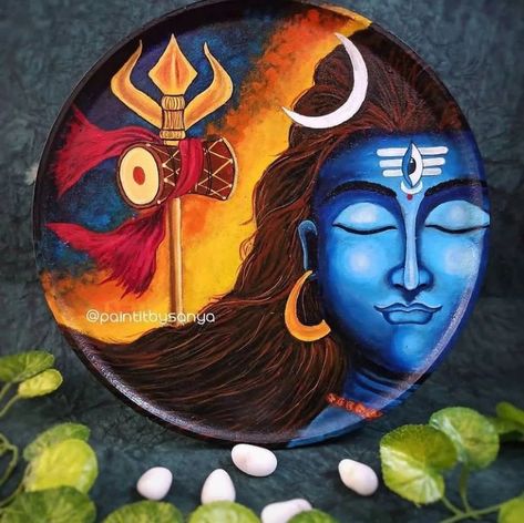 Mahadev Wall Painting Ideas, Shiv Painting Lord Shiva Canvas, Lord Shiva Rangoli Designs, Shivji Canvas Painting, Mahadev Acrylic Painting, Shiv Ji Painting On Canvas, Shiva Abstract Paintings, Mahadev Art Painting, Mahadev Painting Canvas