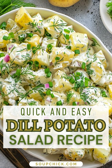 Dill Potato Salad recipe Dill Potatoes Salad, Potato Salad With Dill Recipe, Dilly Potato Salad, Vegan Dill Potato Salad, Yukon Potato Salad Recipe, Lemon Dill Potato Salad, Sour Cream Dill Potato Salad, Tangy Potato Salad, Things To Make With Dill