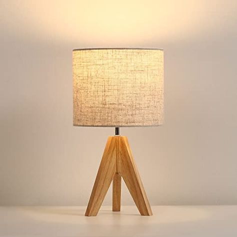 DEWENWILS Wood Bedside Lamp, Wooden Tripod Table Lamp with Fabric Linen Shade for Nightstand, Bedroom, Office Use, ON/Off Switch, Modern Style : Amazon.ca: Tools & Home Improvement Boho Bedside Lamp, Small Nightstand Lamps, Small Nightstand, Bedside Table Lamp, Lamp Wood, Tripod Table Lamp, Wooden Table Lamps, Tripod Table, Arched Floor Lamp