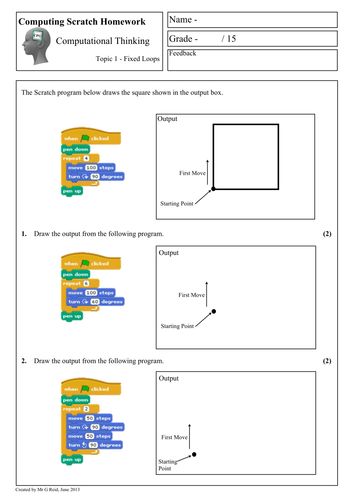 Scratch Programming - Computational Thinking Homework 1 by snegreid | Teaching Resources Scratch Programming, Teaching Coding, Computer Lessons, Computational Thinking, Computer Coding, Teacher Lessons, Coding For Kids, Classroom Technology, Science Resources