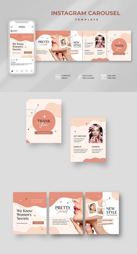 Instagram Carousel Template, Carousel Template, Free Social Media Templates, Education Poster Design, Business Fonts, Instagram Carousel, Media Kit Template, Pin Template, Instagram Template Design