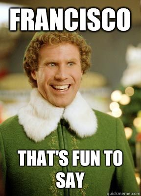 Check out this collection of the 10 Funniest quote from Elf including "Francisco, that's fun to say!" Will Ferell, Best Holiday Movies, Quotes Girlfriend, Running Memes, Christmas Memes Funny, Fitness Humor, Christmas Memes, One Night Stand, Buddy The Elf