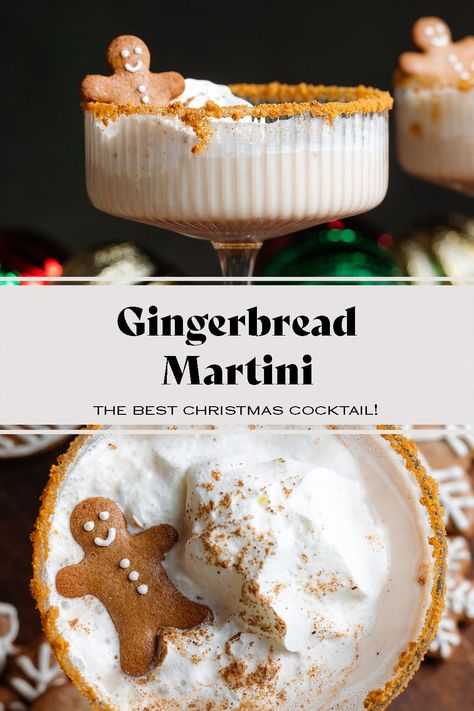 Gingerbread Martini Gingerbread Martini Recipe, Christmas Martinis, Gingerbread Martini, Xmas Cocktails, Best Christmas Cocktails, Baileys Cocktails, Christmas Party Drinks, Christmas Martini, Gingerbread Syrup