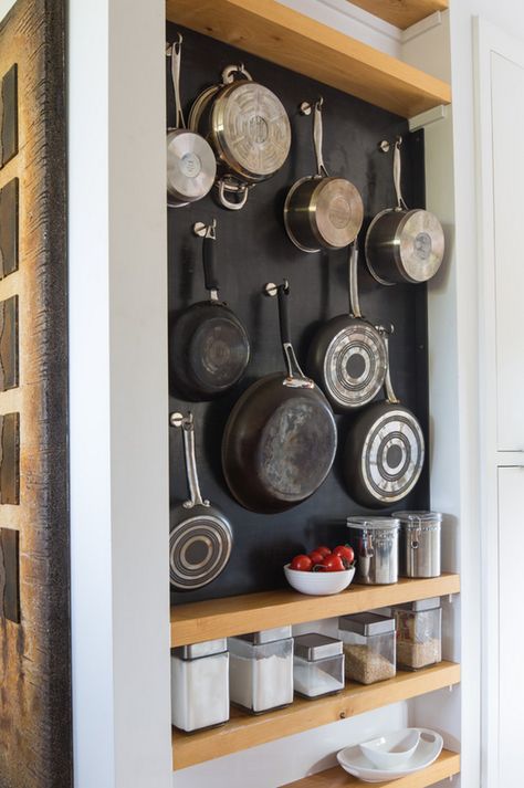 Hang Pots On the Wall Week 2: Choosing the Best Hanging System Spring Projects from The Kitchn | The Kitchn Small Kitchen Solutions, Small Kitchen Storage Solutions, Organiser Cucina, Cloud Kitchen, Pot And Pans Organization, Pan Storage, Small Kitchen Storage, Kitchen Solutions, Diy Kitchen Storage