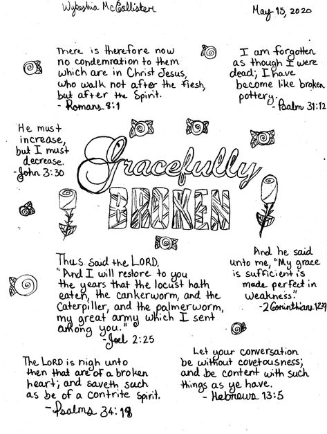 Gracefully Broken, Scripture Board, Scripture Collage, Drawings Collage, Smash Book, Line Drawing, Brave, Line Art, Bible