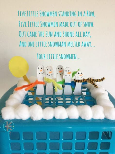 Snowman Kindergarten, The Snowman Activities, 5 Little Snowmen, Christmas Nursery Rhymes, Frozen Classroom, Rhyming Activities Preschool, Winter Rhymes, Snowman Crafts Preschool, Snowman Activities