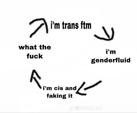 Jacobs Ladder Piercing, No Gender Memes, Gender Fluid Symbol, Mind Dysphoria, Dysphoria Art Ftm, Ftm Humor, Trans Jokes Ftm, Trans Ftm Pfp, Ftm Memes Funny