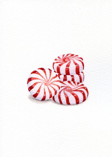 Peppermint CandyPainting Still Life by ForestSpiritArt Watercolor Food Art, Cupcakes Illustration, Watercolor Candy, Candy Drawing, Watercolor Food Illustration, Cupcake Illustration, Dessert Illustration, Watercolor Food, Candy Art