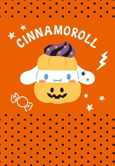 wallpaper halloween | Tumblr Cinnamoroll Fall Wallpaper, Cinnamon Roll Sanrio Halloween, Cinnamoroll Halloween Wallpaper, Cinnamon Roll Halloween, About Cinnamoroll, Spooky Sanrio, Kawaii Folder, Cinnamoroll Halloween, Halloween Cinnamoroll